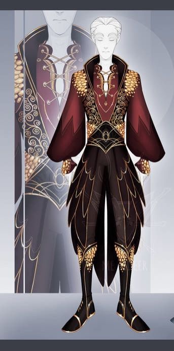 Phoenix Inspired Outfit, Phoenix Costume, Reality Shifting, Masculine Fashion, Rp Ideas, Suit Design, Armors, Suit Designs, Fantasy Clothing