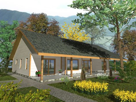 The Alpine Hill Ranch Home has 2 bedrooms and 2 full baths. See amenities for Plan 088D-0329. Small Metal Building Homes, Cabin Style House, Beach Style House Plans, Low Budget House, Barn House Kits, Metal Building House Plans, House Kits, 2 Bedroom House Plans, Cottage Style House Plans