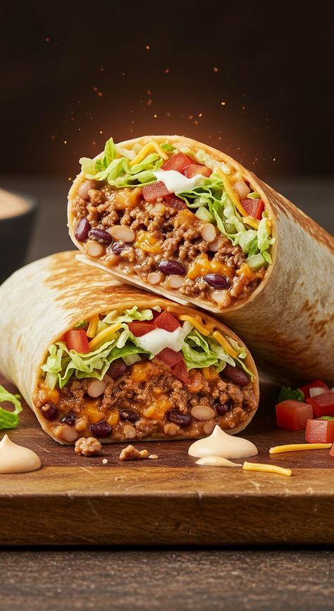 5 Layer Burrito Recipe, Beefy 5 Layer Burrito, 5 Layer Burrito, Steakhouse Burger Recipe, Taco Bell Burrito, Anise Cookie Recipe, Beef Shank Recipe, Beef Burritos, Sweet Chili Sauce Recipe