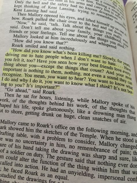 The Fountainhead. Ayn Rand. Steven Mallory. "Have you felt it to? Have you seen how your best friends love everything about you-except the things that count?" Ayn Rand Quotes The Fountainhead, Fountainhead Quotes, Best Friends Love, Ayn Rand Quotes, The Fountainhead, Do Smile, Weird Trees, Atlas Shrugged, Book Hangover