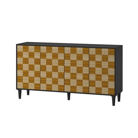 Heiner 61" Wide Sideboard - Hulala Home Adjustable Office Chair, Velvet Living Room, Wide Sideboard, Miscellaneous Items, 2 Shelves, Modern Shelving, Modern Sideboard, Lattice Design, Modern Storage