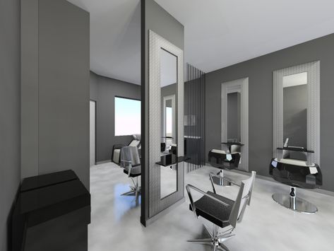 BEAUTY SALON EQUIPMENT & FURNITURE - GAMMA & BROSS Grey Hair Salon Decor, Grey Hair Salon, Salon Themes, Hairdressing Salon Design, Salon Designs, Salon Equipment Furniture, Amp Furniture, Salon Styling Stations, Barber Shop Interior