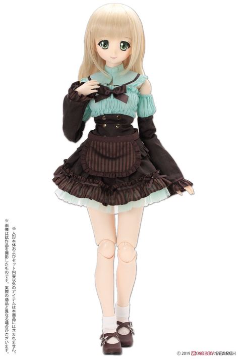 AZO2 Chocolate Maid Set (Mint Chocolate) (Fashion Doll) Other picture1 Azone Doll, Mint Outfit, Mint Aesthetic, Chocolate Fashion, Mint Dress, Dancing In The Dark, Living Dolls, Phone Stuff, Mint Chocolate Chips