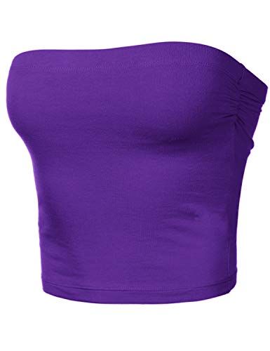 Women's Tube Crop Shapewear Tops Strapless Cute Sexy Cotton Tops Purple S Crop Top Purple, Crop Tops Purple, Cute Purple Crop Tops, Purple Shirts, Dark Purple Top, Cheap Y2k Purple Tops, Cheap Purple Strapless Tube Top, Top Violeta, Purple Tops