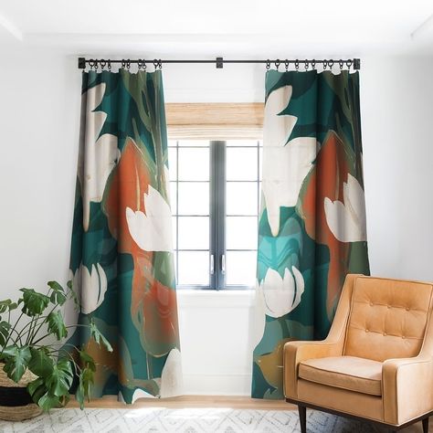 Modern Floral Curtains, Abstract Curtains, Light Blue Walls, Dining Ideas, Bedroom Curtains, House Details, Curtain Ideas, Room Remodel, Floral Curtains