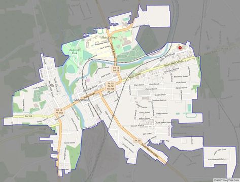 Road map of Greenville Road Map, City Maps, Pennsylvania, United States, Map, Road, Quick Saves