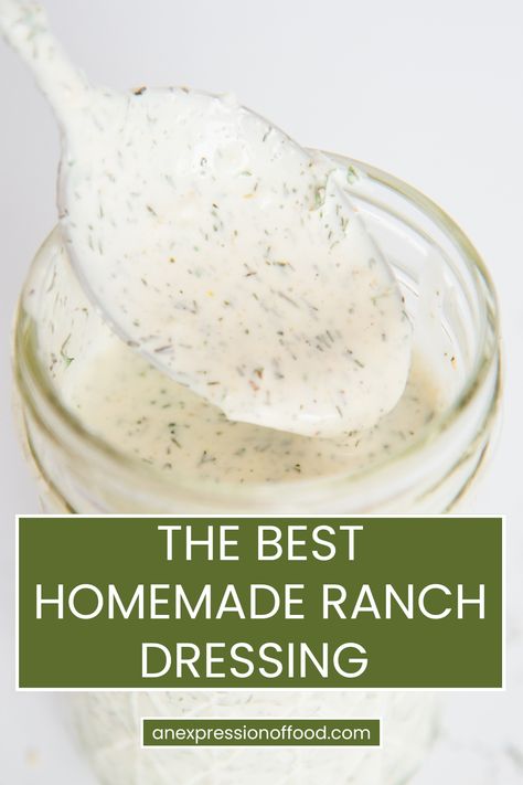 This easy homemade ranch dressing recipe takes less than 5 minutes to make! It is made with simple ingredients, is packed full of flavor, and tastes just like restaurant ranch! This rich homemade ranch dressing is sure to be a hit and tastes way better than the store-bought stuff! Essen, Restaurant Ranch Dressing, Restaurant Ranch, Easy Homemade Ranch, Easy Ranch Dressing, Best Ranch Dressing, Spicy Ranch Dressing, Healthy Ranch Dressing, Ranch Dressing Recipe Homemade