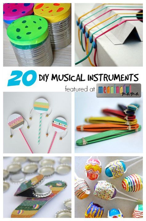 DIY Musical Instruments - Homemade Fun for Kids | Kids will love making their own musical instruments for loads of enjoyment and learning. Montessori Music, Instrument Craft, Homemade Musical Instruments, Homemade Instruments, Kids Musical Instruments, Diy Instruments, Diy Musical Instruments, Music Crafts, Music And Movement