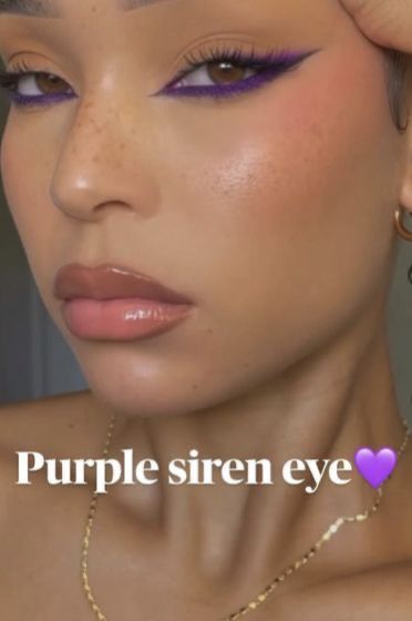 Under Eyeliner Color, Purple Eye Makeup Concert, Purple Eyeshadow Looks For Prom, Purple Jewel Eye Makeup, Purple Fox Eye Makeup, Amethyst Makeup Looks, Makeup With Color Under Eye, Purple Makeup Concert, Purple Eyeliner Makeup Looks