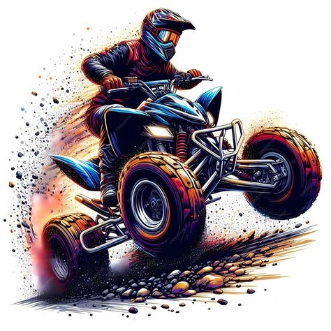 Premium Photo | Illustration of a Quad atv extreme sport racing in a dynamic high speed racing pose Quad Racing, Steampunk Vehicle, Bike Aesthetic, Extreme Sport, Character Pictures, Nails Today, Simple Phone Wallpapers, Atv Quad, Quad Bike