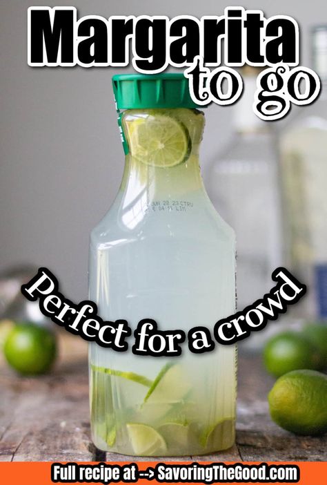 Margarita Recipes Using Limeade, Tequila Batch Drinks, Good Margarita Recipe, Grab And Go Cocktails, Gallon Margarita Recipe, Limeade Margarita Recipe, Margaritas For A Crowd, Cocktails To Go, Margarita Mix Recipe