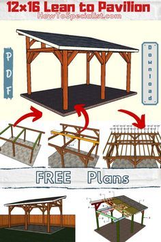 Lean To Pavilion, Pavilion Plans, Covered Patio Design, Wooden Gazebo, Outdoor Pavilion, Pavilion Design, Backyard Pavilion, Outside Ideas, Free Plans