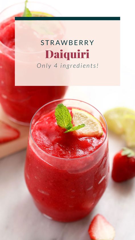 Frozen Daquiri Recipe, Strawberry Daquiri Recipe Frozen, Daiquiri Recipe Frozen, Cocktail Slushies, Healthier Cocktails, Frozen Daiquiri Recipe, Strawberry Daiquiri Recipe, Frozen Strawberry Daiquiri, Frozen Drinks Alcohol