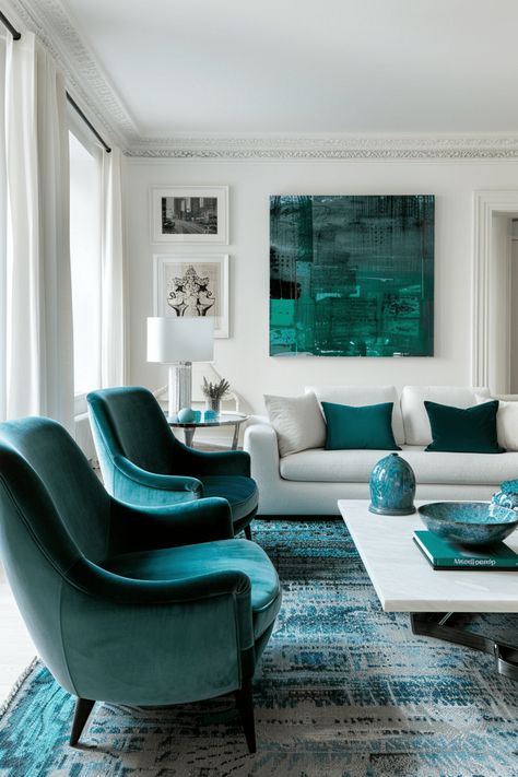 Teal Blue Living Room, Aqua Living Room, Blue Sofa Living, Blue And Green Living Room, Green Sofa Living Room, Teal Living Rooms, Green Living Room, Condo Living Room, Blue Furniture