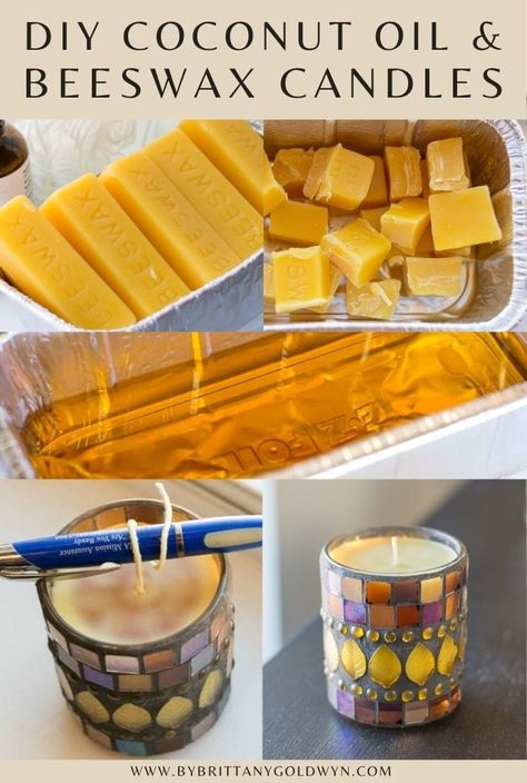 If you want to try out candlemaking or are just looking for a new project, my beeswax and coconut oil candles recipe is easy and affordable! Beeswax Coconut Oil Candles, Candles Recipe, Homemade Candle Recipes, Coconut Oil Candle, Homemade Beeswax Candles, Beeswax Recipes, Beeswax Candles Diy, Diy Coconut, Homemade Scented Candles