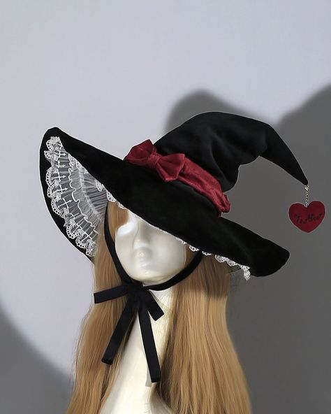 🖤❤️Gothic Lolita dress with tiered skirt and heart-shaped cutout. 🛒👉Search 'TALICE-1482' on devilinspired.com #devilinspired #gothic #gothicdress #gothicgirl #lolitacoord #lolitafashionstyle Witch Hat With Bow, Halloween Chic, Red Halloween, Halloween Witch Hat, Vintage Witch, Steampunk Accessories, Black Fishnets, Halloween Event, Black Long Sleeve Top