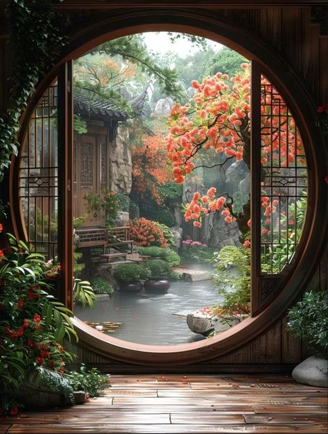 Chinese Garden Aesthetic, Chinese House Aesthetic, Japanese Temple Interior, Japanese Mansion, Place Aesthetic, Asian Landscape, Chinese Temple, Aesthetic Architecture, Asian Garden