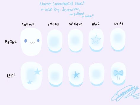 Cinnamon Roll Inspired Nails, Cinamoroll Inspired Nails, Cinnamoroll Nail Design, Cinnamonroll Sanrio Nails Short, Sanrio Nail Art Simple, Cute Cinnamoroll Nails, Cinnamoroll Nails Simple, Cinnamonroll Nails Designs, Cinamoroll Nails Simple