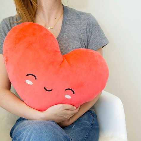 A warming heart pillow to hunker down with on a cold day. | 21 Cozy Gifts For People Who Are Always Cold Kawaii Pillow, Best Valentine's Day Gifts, Heart Pillow, Kawaii Plush, Yarn Diy, Slumber Party, Cozy Gift, Creation Couture, Cute Pillows