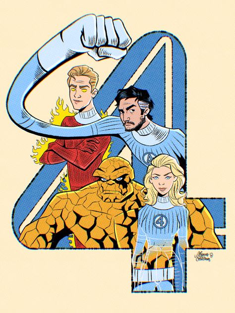 the fantastic four (art by kinhof_1994) Fantastic Four Art, Victor Von Doom, Marvel Universe Art, Fantastic Four Marvel, Fantastic Four Comics, Chibi Marvel, Marvel Comics Vintage, The Fantastic Four, Comics Logo