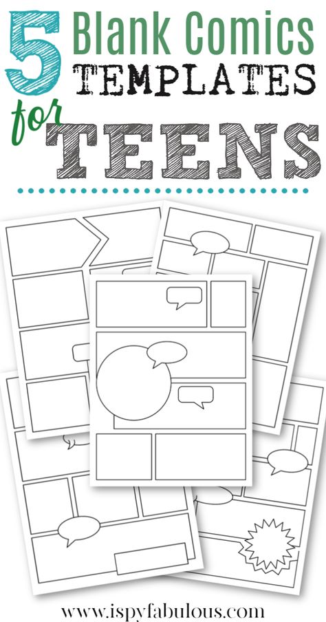 Looking for an easy, fun activity for kids to do at home? These blank comic book pages are such a hit with kids of all ages. Grab these 5 blank comic book pages and go! Then, you will be ready to draw your own comics. #comics #comicbook #blankcomicbook #art Printable Comic Strip Template, Make Your Own Comic Book Free Printable, Comic Book Project, Comic Strip Book Report, Comic Book Blank Pages, Blank Comic Book Pages Templates, Free Comic Book Template, Printable Comic Book Pages, Graphic Novel Template