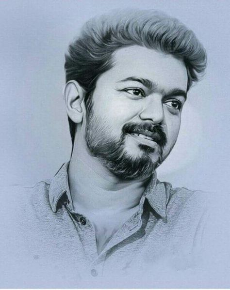 Ilayathalapathy Vijay, Pencil Sketch Portrait, Actor Vijay, Celebrity Portraits Drawing, Pencil Drawing Images, Drawings Sketches Pencil, Vijay Thalapathy, Sketch Images, Portraits Drawing