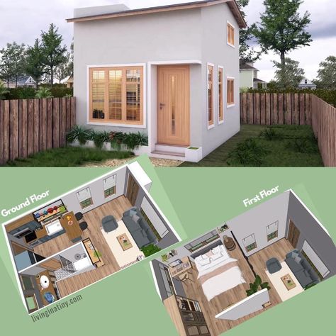 Small House Blueprints, Small House Layout, Tiny House Layout, Tiny House Loft, Small House Floor Plans, House Floor Design, Tiny House Floor Plans, Model House Plan, Sims Builds