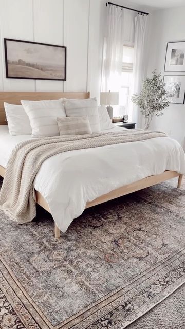 Rug On Carpet, Beige Carpet Bedroom, Bedroom Rugs Under Bed, Grey Carpet Bedroom, Innovative Design Ideas, Carpet And Rug, Timeless Bedroom, Beige Bedroom, Neutral Home