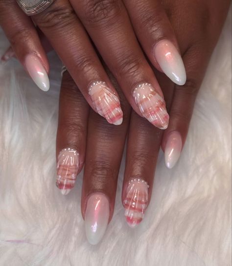 Seashells by the seashore 🐚 Base: Acrylic Nail Art Tier: Four • • • • #myrtlebeach #myrtlebeachsc #myrtlebeachnailsalon #myrtlebeachhair #myrtlebeachnails #843nails #843nailtech #ccunails #ccunailtech #conwaynails #conwaynailsalon #scnailtech #ncnails #ncnailtech #coastalcarolina Square Seashell Nails, Seashell Nails Design, Sea Shell Nail Designs, Beach Theme Nails, Crushed Seashell Nails, Sea Shell Nails Acrylic, 3d Seashell Nail Art, Seashell Nails, Sea Nails