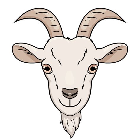 Goat Drawings Cute, Head Cartoon Drawing, How To Draw A Goat, Goat Head Drawing, Draw Goat Easy, Goat Face Drawing, Goat Tutorial Drawing, Goat Drawing Easy, Goat Doodle