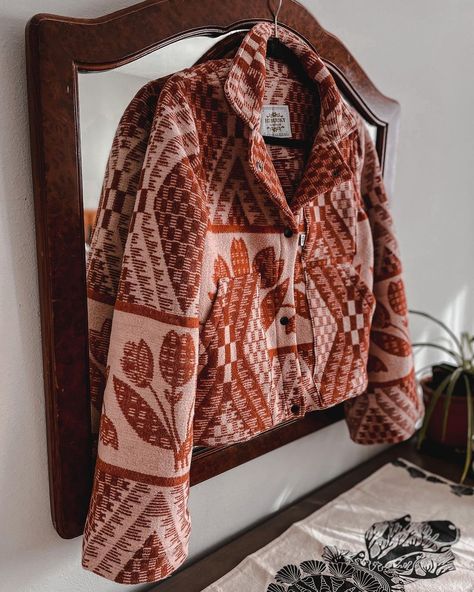 Tulips and checkers, the combo you didn’t know you needed. This jacket is made out of a vintage cotton camp blanket, soft and cozy and… | Instagram Camp Blanket, Couple Jacket, Blanket Jacket, Camping Blanket, Blanket Soft, Wide Sleeves, Vintage Cotton, Crop Jacket, Puffer Coat