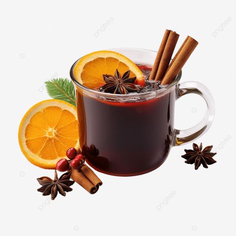 christmas mulled wine with cinnamon anise cloves and orange in a mug with a christmas tree mulled Fruit Cocktail Drink, Christmas Mulled Wine, Mulled Wine Christmas, Drink Png, Wine Christmas, Fruit Cocktail, Wine Table, Cocktail Drink, In A Mug