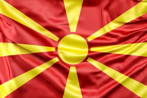 Satin Illustration, Macedonia Flag, South Europe, Republic Of Macedonia, North Macedonia, International Flags, Flag Photo, Texture Background, National Flag