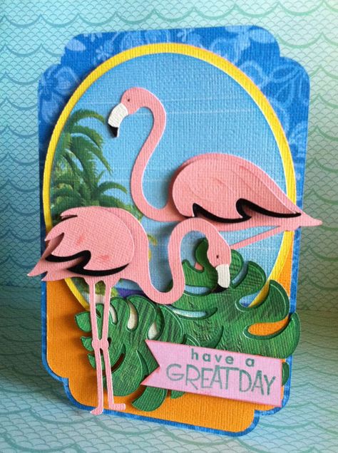 Flamingo Cards, Epiphany Crafts, Tropical Cards, Flamingo Craft, Hand Art Kids, Flamingo Theme, Flamingo Art, Ctmh Cards, Flamingo Party