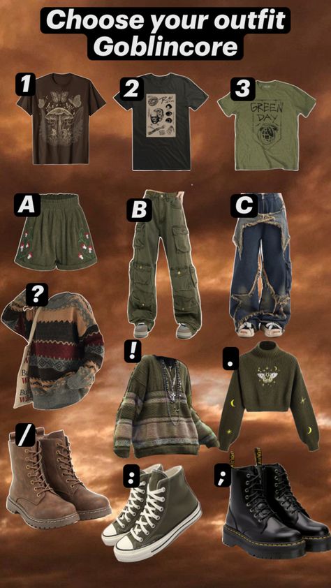 Any other styles I should do? Commentttt plss Goblincore Clothes, Goblincore Outfits, Goblincore Fashion, Sick Clothes, Silly Clothes, Casual Outfits For Teens, Earthy Outfits, Guys Clothing Styles