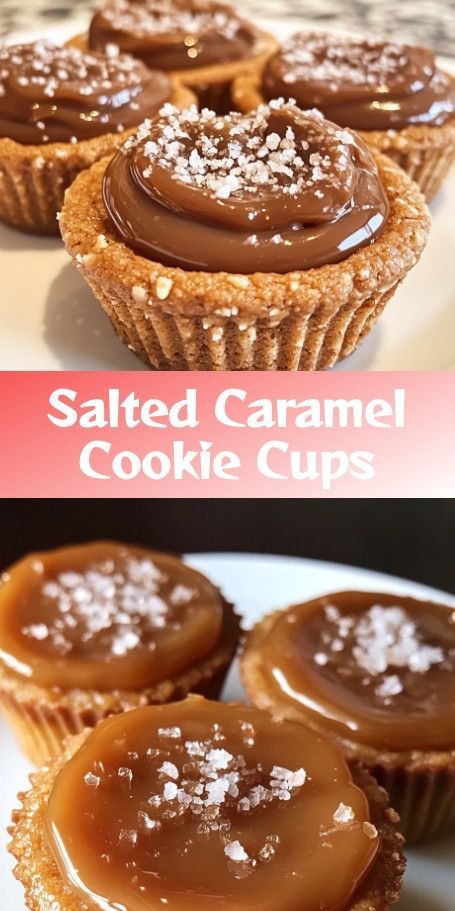 "Decadent Salted Caramel Dulce de Leche Cookie Cups Recipe" - These rich and chocolatey cookie cups filled with creamy dulce de leche and topped with a sprinkle of sea salt are the perfect sweet indulgence. Easy to make and sure to satisfy your dessert cravings! #CookieCups #SaltedCaramel #DulceDeLeche #HomemadeSweets #DeliciousDesserts #BiteSizedTreats #SweetIndulgence Salted Caramel Cookie Cups, Salted Caramel Cookie, Dessert Cravings, Cookie Cups Recipe, Salted Caramel Cookies, Homemade Sweets, Filled Cookies, Caramel Cookies, Cookie Cups