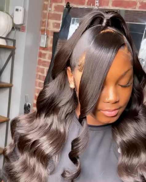 𝐒𝐓𝐔𝐍𝐍𝐀𝐆𝐑𝐋ᥫ᭡ [Video] | Sleek ponytail hairstyles, Hair ponytail styles, Birthday hairstyles Black Girls Hairstyles Weave, Weave Ponytail Hairstyles, Sleek Ponytail Hairstyles, Birthday Hairstyles, Black Ponytail Hairstyles, Quick Weave Hairstyles, Quick Braided Hairstyles, Frontal Hairstyles, Pretty Braided Hairstyles