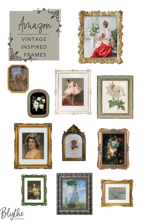 Add a bit of vintage charm to your space with these gorgeous frames. Design tip: For a collected look, mix and match different frames in a gallery wall! Mismatched Picture Frames, Frames Design, Gallery Wall Living Room, Picture Frame Wall, Amazon Finds, Frame Sizes, Vintage Charms, Picture Frame, Picture Frames