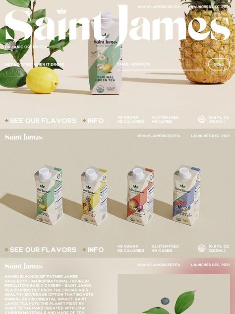 One Page Website Inspiration and References (Page 75 of 1033) One Pager, Storefront Design, One Page Website, Organic Green Tea, Launching Soon, Organic Teas, Saint James, Website Inspiration, Landing Page Design