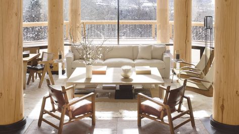 Look Inside a Contemporary Colorado Lodge | Architectural Digest Colorado Lodge, Chalet Living Room, Atelier Am, Aspen House, Home Atelier, Modern Renovation, Aspen Colorado, Ski Chalet, Pierre Jeanneret