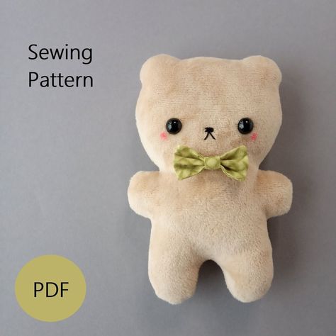 sewing toys easy Mini Stuffed Animals Diy, Simple Stuffed Animal Pattern, Bear Stuffed Animal Pattern, Easy Teddy Bear Pattern, Stuffed Bear Pattern, Felt Charms, Stuffed Animal Sewing Patterns, Homemade Stuffed Animals, Bear Sewing Pattern