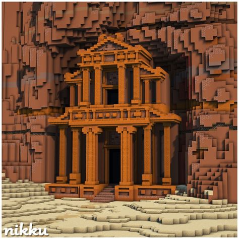 Ancient Mausoleum 🏛️⚰️ Very inspired by Petra, Jordan 💡 Shaders: Complimentary 🪚 Built On: play.bakery.builders 🏷️ #minecraft #minecraftdesign #minecraftart #minecrafthouse #bedrock #minecraftgaming #minecrafthome #minecraftjava #minecraftbuilds #ghibliart #petra #indianajones #thelastcrusade Minecraft Ancient Greek Buildings, Roman Architecture Minecraft, Minecraft Pyramid Interior, Minecraft Archaeology, Ancient Minecraft Builds, Minecraft Monument Ideas, Minecraft Ruins Build, Ancient City Minecraft, Minecraft Ancient City