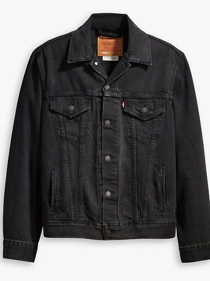 Vintage Fit Trucker Jacket - Black | Levi's® US Black Jeans Jacket, Black Denim Jacket Men, Black Jean Jacket, Levis Denim Jacket, Outfits Hombre, Tactical Clothing, Black Levis, Levis Jacket, Vintage Fits