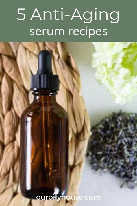 Learn how to make 5 anti-aging face serum recipes for all skin types. Simple to make face serum recipes that will leave your skin glowing and moisturized while reducing wrinkles and fine lines. Diy Anti Aging Serum, Face Serum Recipe, Serum Recipe, Anti Aging Homemade, Diy Serum, Essential Oils For Face, Serum For Dry Skin, Natural Anti Aging Skin Care, Anti Aging Face Serum