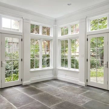 Small Sunroom Addition, Glassed In Porches, Porch To Sunroom, Townhouse Renovation, Sunroom Windows, Sunroom Dining, Small Sunroom, All Season Room, Four Seasons Room