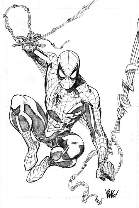 Sketch Spiderman Sketches, Spiderman Coloring, Spiderman Drawing, Ultimate Spider Man, Spiderman Art Sketch, Man Sketch, Marvel Drawings, Comic Book Artwork, Ultimate Spiderman