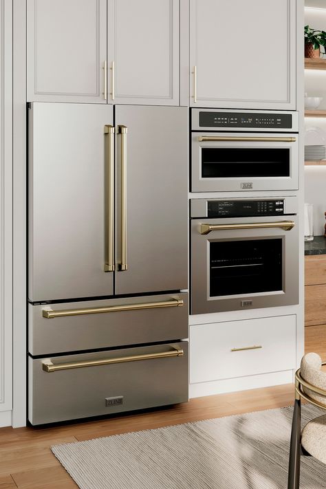 Position your home for perfection with the incomparable elegance of ZLINE Autograph Edition. ✨ Tap to explore the Autograph Edition collection and more in ZLINE's Entertainment Lookbook! Zline Appliances In Kitchen, High End Appliances Kitchen, Zline Refrigerator, Refrigerator Kitchen Design, Zline Kitchen Appliances, Zline Fridge, Kitchen Fridge Ideas, Organizing Gadgets, Zline Appliances