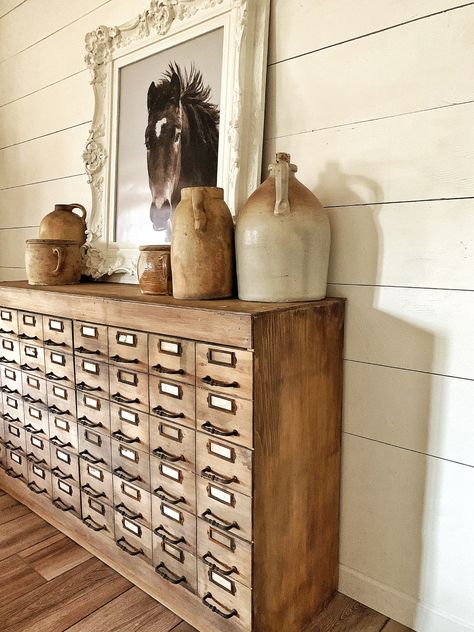 #apothecarycabinet #apothecarycabinetdiy #diycabinet #cabinetrefinish #refinishedfurniture #refinishedfurnitureinspo #vintagedecor #diyprojects #diy #farmhouse #vintageporch Antique Cubby Cabinet, Shabby Chic Industrial Decor, Apothecary Cabinet Kitchen, Apothecary Sideboard, Diy Apothecary Cabinet, Apothecary Cabinet Diy, Apothecary Drawers, Apothecary Kitchen, Cabinet Trash