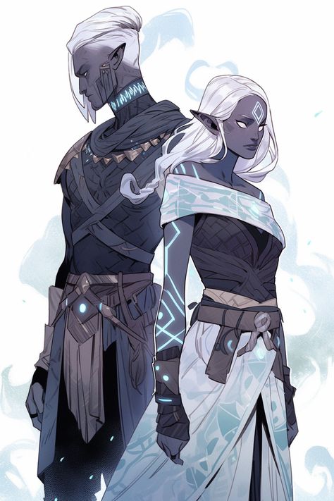 Fantasy Couple Art, Elf Art, Dungeons And Dragons Characters, D&d Dungeons And Dragons, Dark Elf, Dungeons And Dragons Homebrew, Arte Sketchbook, Fan Art Drawing, Romantic Art