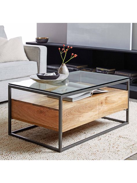 Industrial Storage Boxes, Industrial Frame, West Elm Coffee Table, Flat Furniture, Frame Storage, Storage Coffee Table, Oversized Furniture, Reclaimed Wood Coffee Table, Industrial Coffee Table